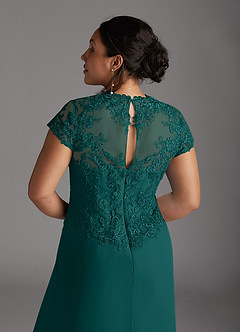 Azazie Junie Mother of the Bride Dresses Peacock A-Line Lace Chiffon Dress image9