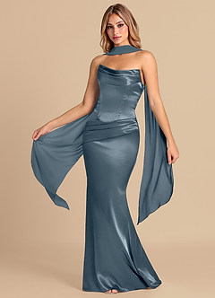Azazie Sorrel Bridesmaid Dresses Twilight Mermaid Corset Metallic Satin Convertible Dress image1