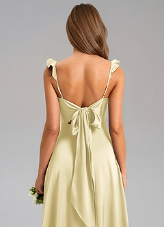Azazie Everett Bridesmaid Dresses Lemon Sorbet A-Line Stretch Satin Dress image7