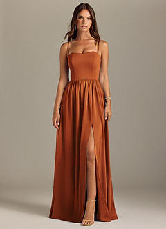 Azazie Calianna Bridesmaid Dresses Cinnamon A-Line Off the Shoulder Stretch Satin Convertible Dress image9