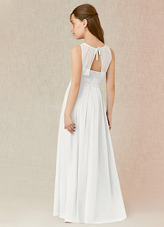 Azazie Bibiane Junior White A-Line Pleated Chiffon Dress image5