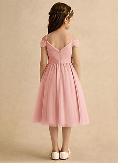Azazie Lila Girls Formal Robe Demoiselle D'honneur Fillette Robe Trapèze en Tulle Épaule décolletée Rosette image2