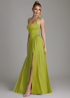 Azazie Francis Bridesmaid Dresses Lemongrass A-Line Corset Stretch Satin Dress image6