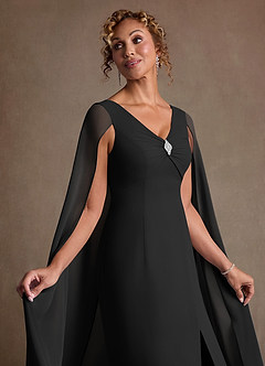 Azazie Boudica Klänningar till brudens mor Klä A-Line i Chiffong Plisserad Svart image5