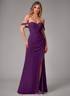 Azazie Haisley Bridesmaid Dresses Grape Sheath Off the Shoulder Chiffon Convertible Dress image3
