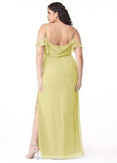 Azazie Emeralda Bridesmaid Dresses Lemon Sorbet Sheath Off the Shoulder Chiffon Dress image8