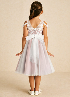 Azazie Sunnie Flower Girl Dresses Rosette A-Line Lace Tulle Dress image3