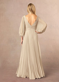 Azazie Zahara Mother of the Bride Dresses Champagne A-Line V-Neck Pleated Chiffon Dress image4