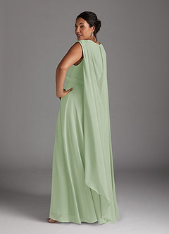 Azazie Isa Mother of the Bride Dresses Dusty Sage A-Line V-Neck Pleated Chiffon Dress image12