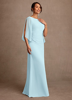 Azazie Anaheim Mère de la mariée Robes Robe Trapèze en Mousseline de soie Plissé Bleu Nuage image3