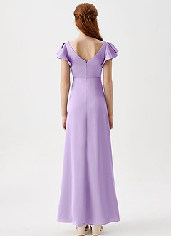 Azazie Omari Junior Lilac A-Line Pleated Stretch Satin Dress image7