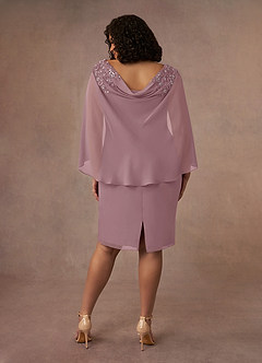 Azazie Carmela Mère de la mariée Robes Robe Fourreau en Mousseline de soie Dentelle Rose Poussiéreuse image11