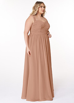 Azazie Zapheira Brudtärnklänningar Klänning av A-Linje i Chiffong Ruched Champagne Ros image9