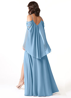 Azazie Cienna Bridesmaid Dresses Steel Blue A-Line Off the Shoulder Chiffon Dress image5