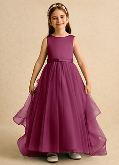 Azazie Lior Flower Girl Dresses Mulberry Ball-Gown Pleated Tulle Dress image2
