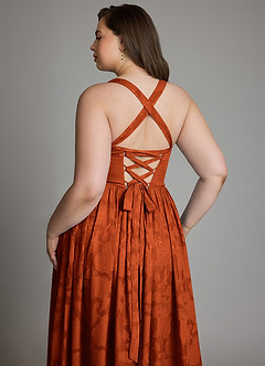 Azazie Francis Bridesmaid Dresses Paprika A-Line Corset Floral Burnout Dress image15