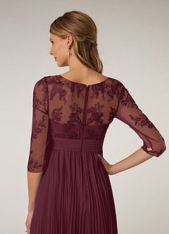 Azazie Tutu Mother of the Bride Dresses Cabernet A-Line Boatneck Lace Chiffon Dress image6