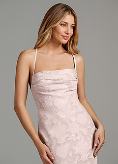 Azazie Ola Robes de demoiselle d'honneur Robe Sirène en Blumen-Burnout Corset Rose Pâle image7