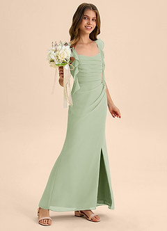 Azazie Jessamine Junior Dusty Sage Mermaid Sweetheart Neckline Chiffon Dress image4