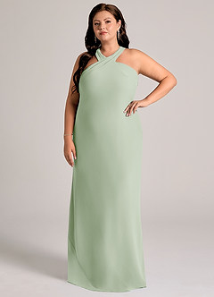 Azazie Doretta Brudtärnklänningar Klä av Sjöjungfru i Chiffong Plisserad Dusty Sage image8