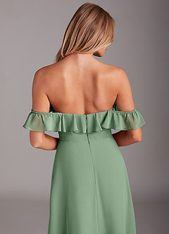 Azazie Lyra Robes de demoiselle d'honneur Robe Trapèze Convertible en Mousseline de soie Matcha image8
