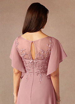 Azazie Faviola Final Sale Dusty Rose A-Line Boatneck sequins Chiffon Dress image6