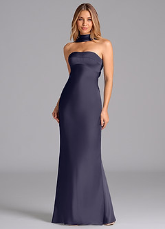 Azazie Lusinda Brudtärnklänningar Klä av Sjöjungfru i Stretch Satin Axelbandslös Stormig image4