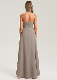 Azazie Terese Bridesmaid Dresses Taupe A-Line Pleated Chiffon Dress image2