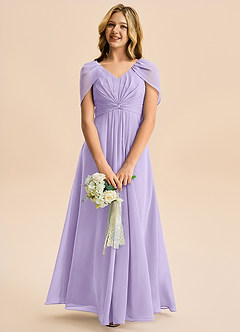 Azazie Emma Junior A-Linie Plissee Chiffon Kleid Flieder image3