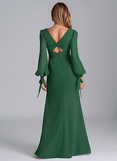 Azazie Mero Bridesmaid Dresses Dark Green Mermaid Long Sleeve Chiffon Dress image3