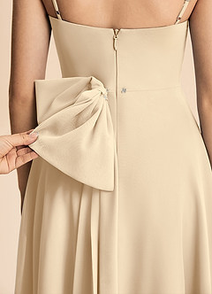 Azazie Bear Junior Champagne A-Line Pleated Chiffon Dress image6