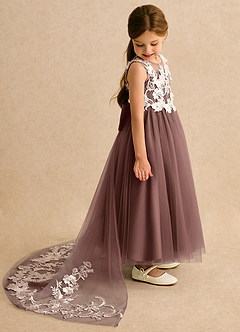 Azazie Mixie Robe Demoiselle D'honneur Fillette Robe Princesse en Dentelle Expresso image3