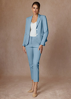 front Whitney Bleu Clair Ensemble pantalon court performant en tissage raffiné