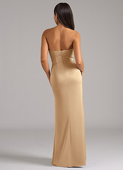 Azazie Marla Bridesmaid Dresses Champagne Sheath Strapless Stretch Satin Convertible Dress image6