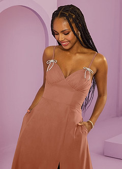 Barbie ♥ Azazie Robes de demoiselle d'honneur Robe Trapèze en Mousseline de soie avec poches Mai Tai image2