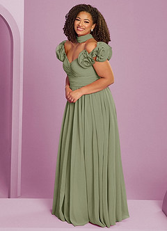 Barbie ♥ Azazie Bridesmaid Dresses Pistachio A-Line Off the Shoulder Chiffon Convertible Dress image14
