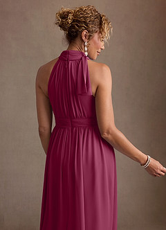 Azazie Antoinette Mother of the Bride Dresses Mulberry A-Line Pleated Chiffon Dress image7