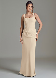 Azazie Niamh Bridesmaid Dresses Champagne Mermaid Corset Chiffon Dress image5