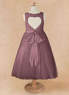 Azazie Calla Flower Girl Dresses Vintage Mauve Ball-Gown Lace Tulle Dress image8