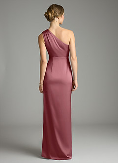 Azazie Emorie Venta Final Vestido de Rosa Del Desierto de Satén Elástico de Corte Recto con Hombro unilateral image6