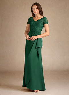 Azazie Santa Ana Kleider für die Brautmutter A-Linie Spitze Stretch-Satin Kleid Dunkelgrün image7