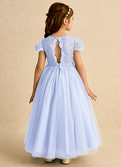 Azazie Puff Flower Girl Dresses Lavender Ball-Gown Lace Tulle Dress image1
