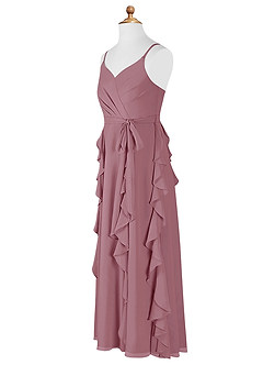Azazie Peyton Junior Vintage Mauve A-Line V-Neck Cascading Ruffles Chiffon Dress image8