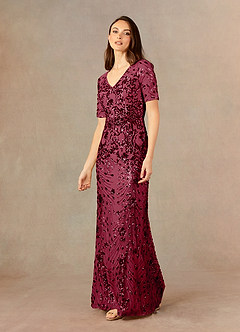 Upstudio Monte Final Sale Burgundy Mermaid V-Neck Sequins Sequins Dress image3