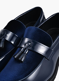 front Heren loafers met kwastjes van leer en fluweel