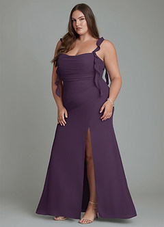 Azazie Jessamine Bridesmaid Dresses Plum Mermaid Corset Chiffon Dress image13