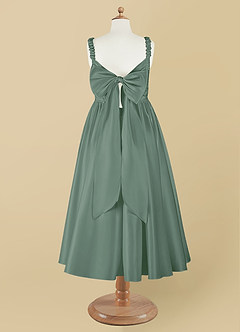 Azazie Cutie Pie Flower Girl Dresses A-Line Pleated Matte Satin Dress image8
