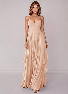 Azazie Zaina Bridesmaid Dresses English Rose A-Line Chiffon Dress image4