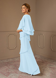 Azazie OHara Mère de la mariée Robes Robe Trapèze en Mousseline de soie Col V Bleu Ciel image2