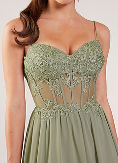 Thalyago Dusty Sage Beading Lace Satin Faced Chiffon Prom Dress image4